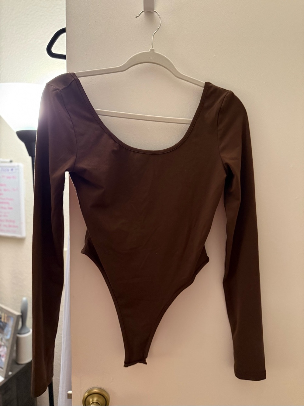 Chocolate Brown Long Sleeve Scoop Neck Bodysuit